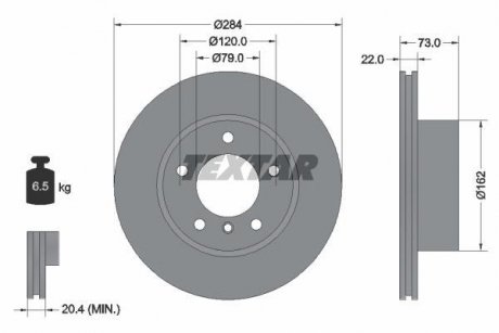 Диск гальмівний BMW 1(E81,F20)/2(F22) "F D=284mm "04>> TEXTAR 92238403