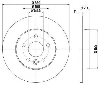 Диск гальмівний (задній) Ford C-max/Focus II/Volvo C30/C70/S40/V50 04-12/V40 12-(280x10.9) PRO TEXTAR 92255603