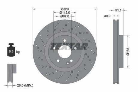 Диск гальмівний MERCEDES A(W176)/ B(W246)/GLA(X156) "F D=320mm "12>> TEXTAR 92262105 (фото 1)