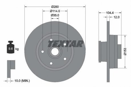 Диск гальмівний NISSAN/OPEL/RENAULT NV400/Movano B/Master "F "14>> TEXTAR 92268903