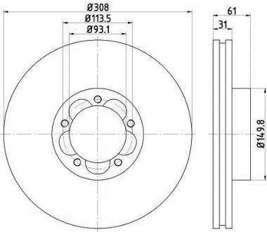 Диск гальмівний FORD Transit "F D=308mm "13>> TEXTAR 92274303