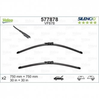 Комплект склоочисників SILENCIO FLAT BLADE SET / безкаркасні / 750 • 750 мм. / + спойлер / Valeo 577878 (фото 1)