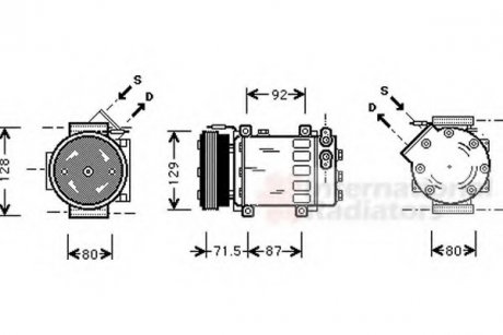 Компресор кондиціонера RENAULT CLIO II/ KANGOO/ MEGANE I Van Wezel 4300K281 (фото 1)