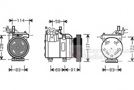 Компрессор кондиционера GETZ 14i/16i MT/AT 05-09 (Пр-во) Van Wezel 8200K199