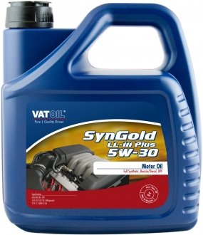 Моторна олива SynGold LL-III Plus 5W30 / 4л. / (ACEA C3-12, API SN, VW 504.00/507.00) VATOIL 50021