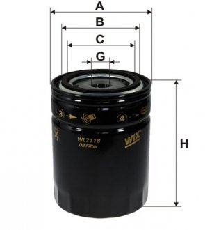 Фільтр масляний двигуна /OP563/1 (вир-во WIX-FILTERS UA) WIX FILTERS WL7118