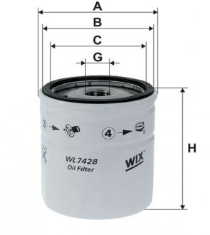 Фильтр масляный DAEWOO LANOS, ZAZ SENS 1.5 97- (WIX-FILTERS) WIX FILTERS WL7428