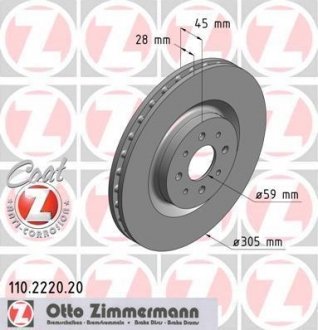 Диск гальмівний ZIMMERMANN 110.2220.20