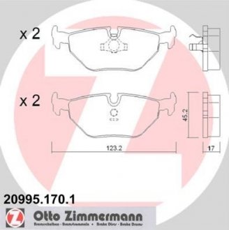 Колодки гальмівні дискові, к-кт ZIMMERMANN 209951701