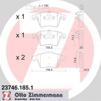 Колодки гальмівні дискові, к-кт ZIMMERMANN 23746.185.1