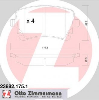 Колодки гальмівні дискові ZIMMERMANN 238821751