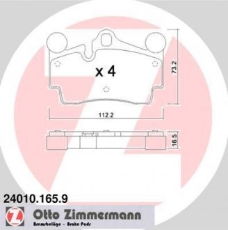 Колодки гальмівні дискові, к-кт ZIMMERMANN 240101659