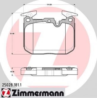 Колодки гальмівні дискові, к-кт ZIMMERMANN 25028.181.1