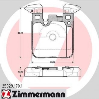 Колодки гальмівні дискові, к-кт ZIMMERMANN 25029.170.1