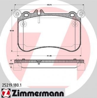 Колодки гальмівні (передні) MB E-class (W212/S212) 09- /S-class (W221/C216) 05-13 (Brembo) ZIMMERMANN 25219.180.1