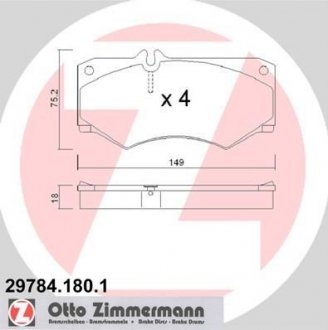 Колодки гальмівні дискові, к-кт ZIMMERMANN 297841801