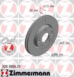 Диск гальмівний ZIMMERMANN 320.3806.20