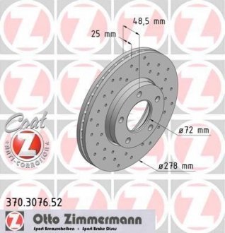 Диск гальмівний ZIMMERMANN 370.3076.52