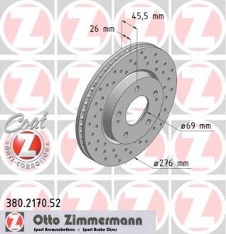 Диск гальмівний ZIMMERMANN 380.2170.52