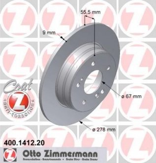 Диск гальмівний Coat Z ZIMMERMANN 400.1412.20