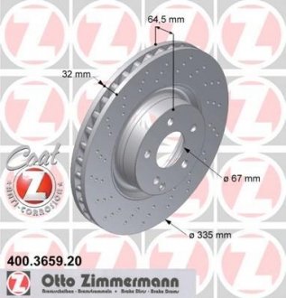 Диск гальмівний ZIMMERMANN 400.3659.20