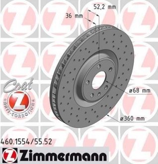 Диск гальмівний SPORT Z лівий ZIMMERMANN 460155452