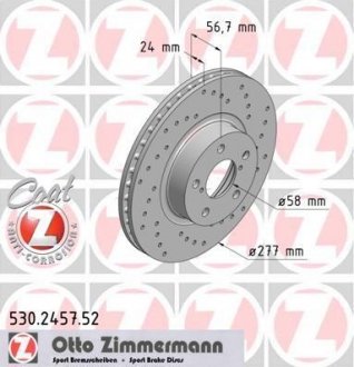 Диск тормозной ZIMMERMANN 530245752