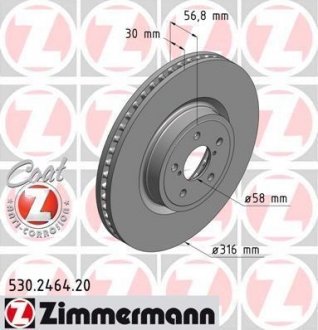 Диск гальмівний (передній) Subaru Forester/Legacy/Outback 03- (316x30) ZIMMERMANN 530.2464.20