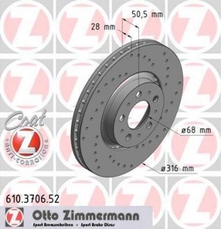 Диск гальмівний ZIMMERMANN 610.3706.52