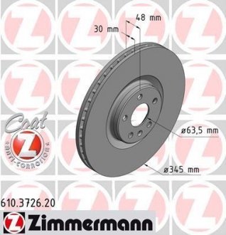 Диск гальмівний ZIMMERMANN 610.3726.20