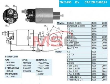 Втягуюче реле стартера ZM ZM2993