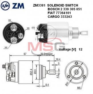 Втягуюче реле стартера ZM ZM3381